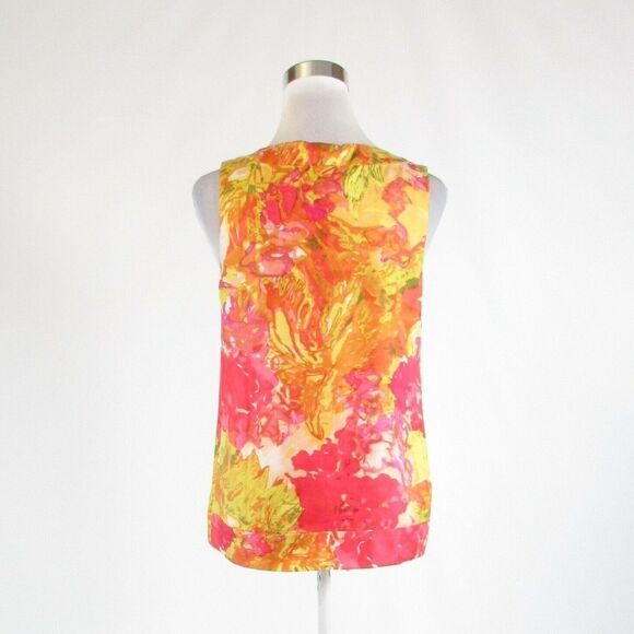 Pink yellow J. CREW sleeveless blouse 2 - Picture 7 of 8